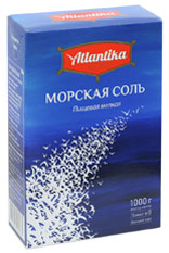 Соль морская пищевая "АТЛАНТИКА" мелкая фасованная по 1 кг в картонные пачки