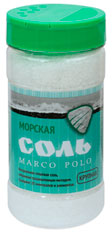 Соль морская пищевая "МАРКО ПОЛО" крупная, фасованная по 500 г в пэт солонку