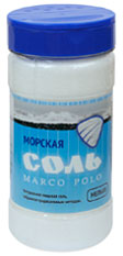 Соль морская пищевая "МАРКО ПОЛО" мелкая, фасованная по 500 г в пэт солонку